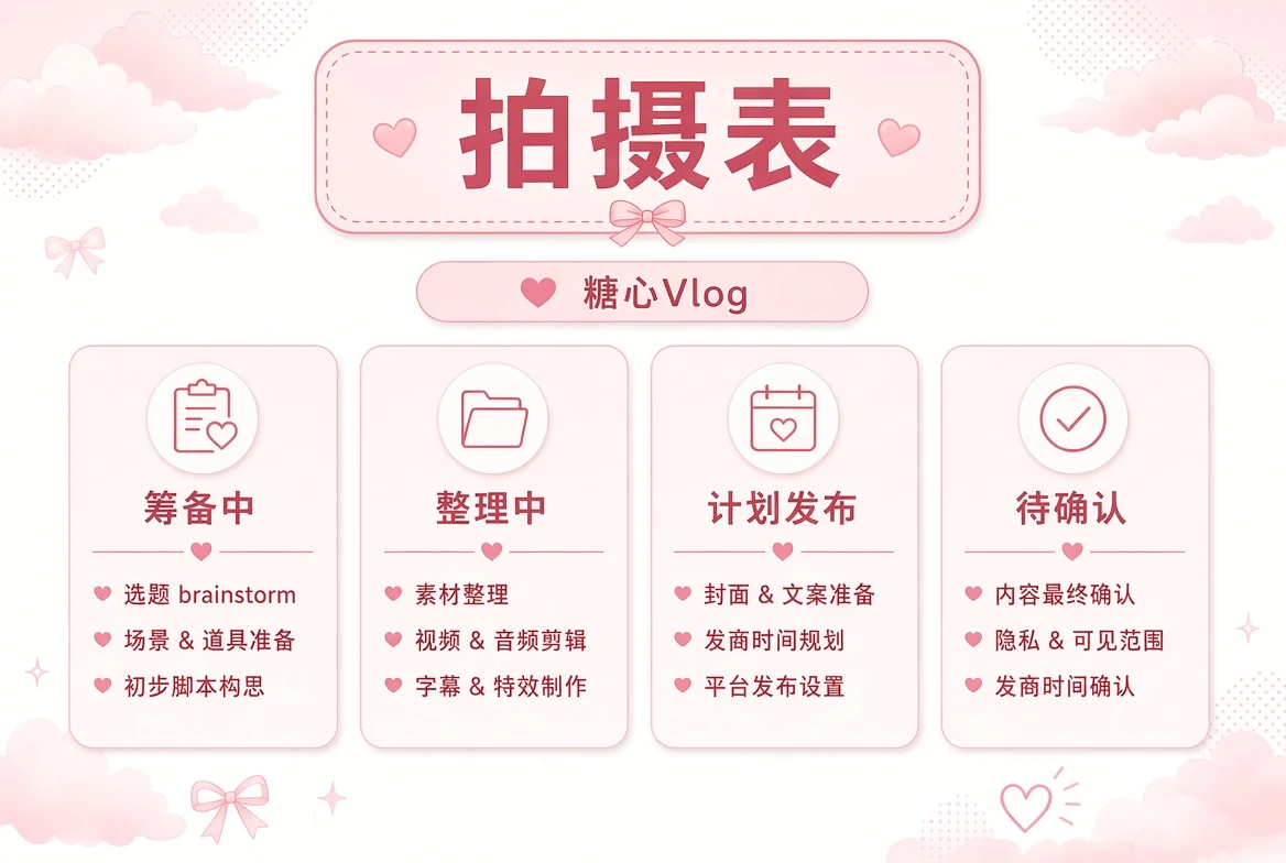 拍摄表：用真实状态说明内容准备进度